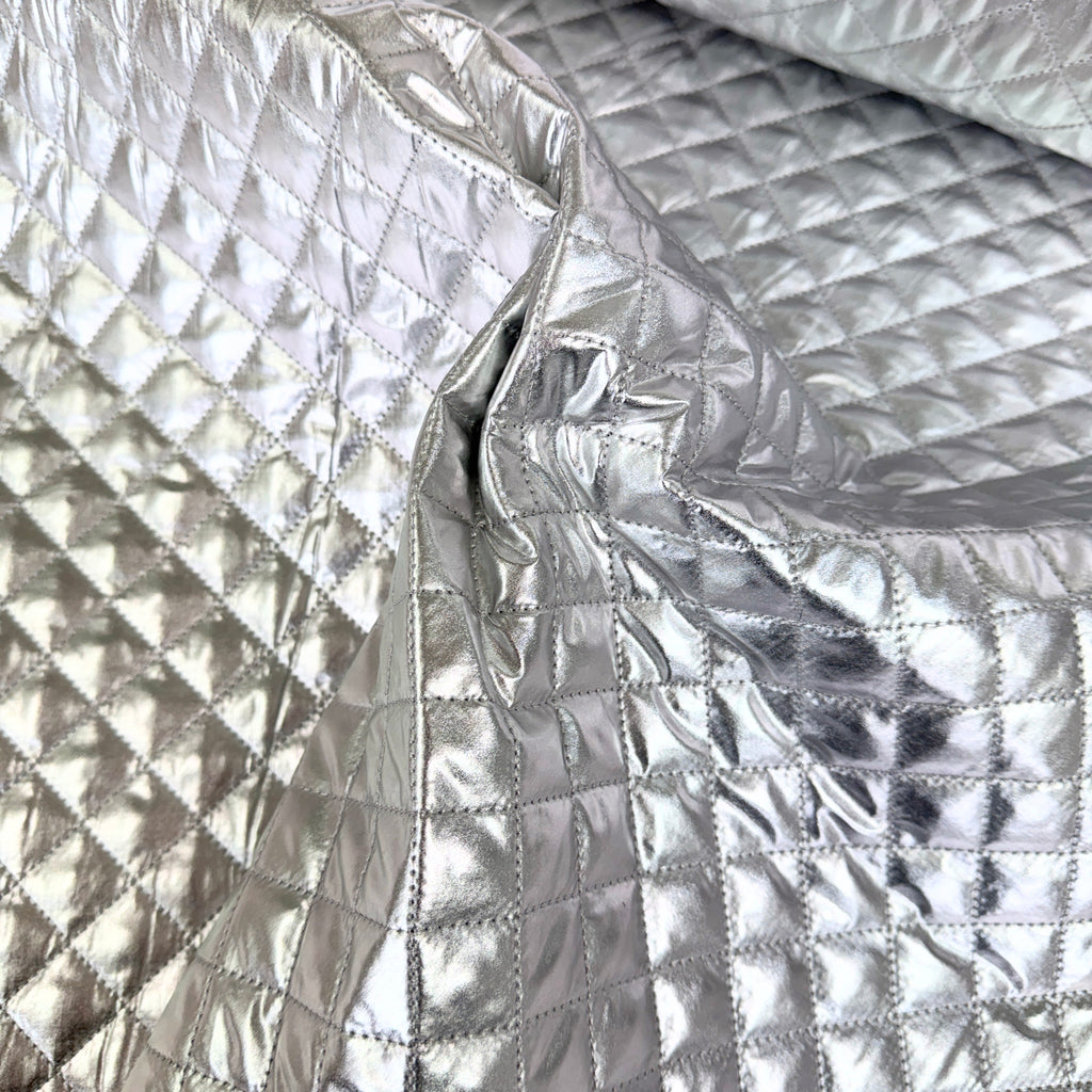 Space Foil - Shiny Silver Quilted Fabric
