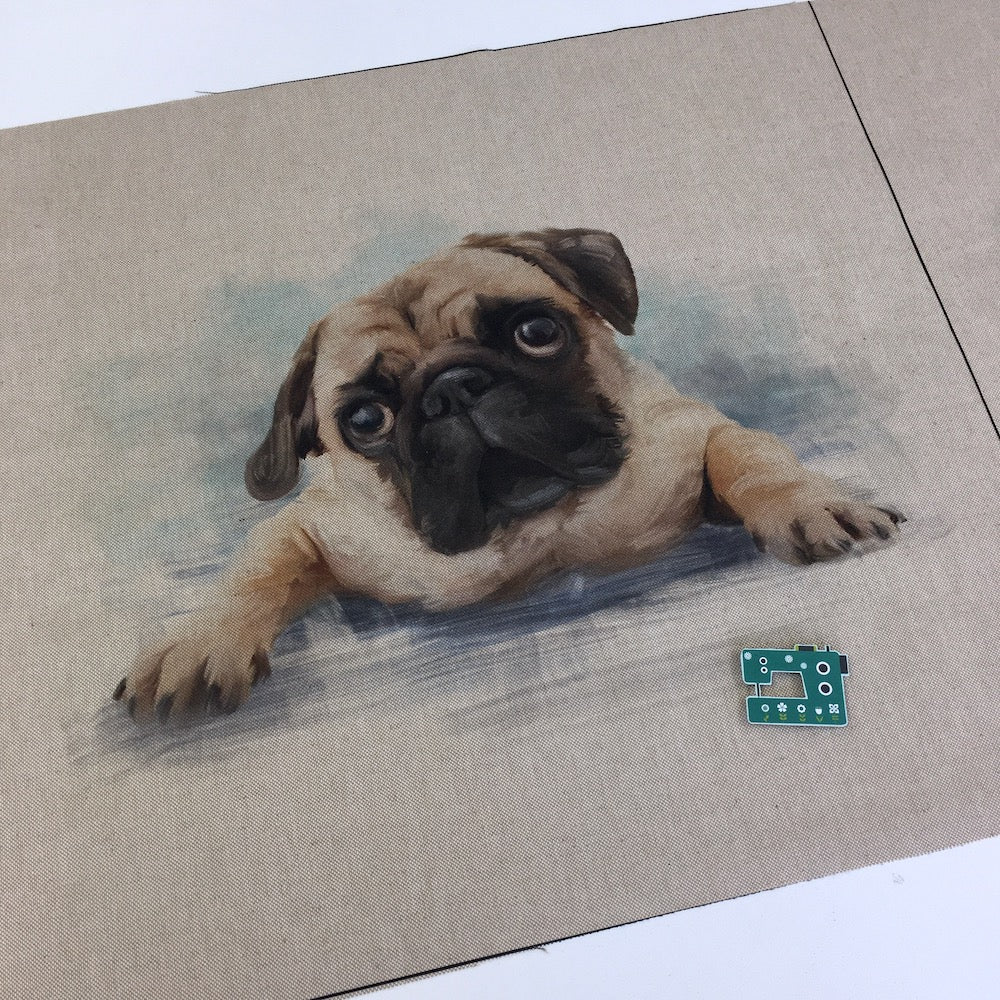 Cushion Panel - Pet Pug Dog - Linen Look Canvas