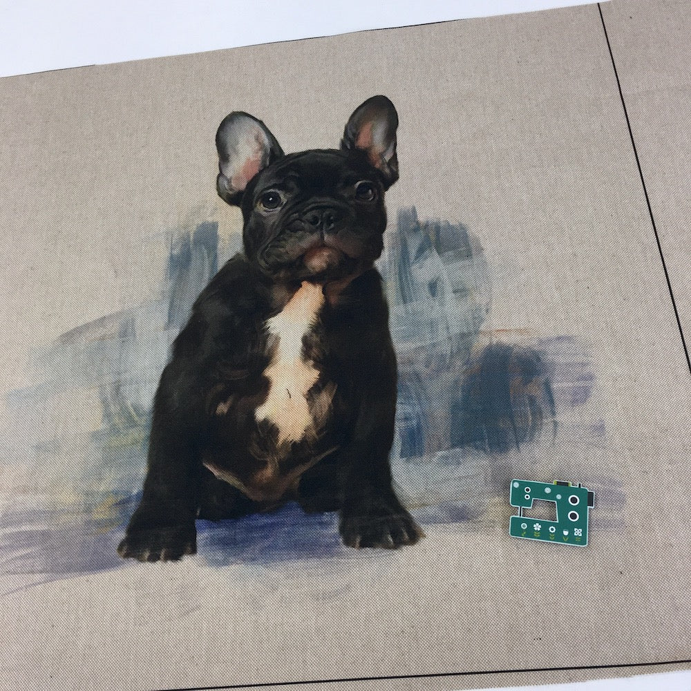 DIY Cushion Panel - French Bulldog Dog - Linen Look Canvas