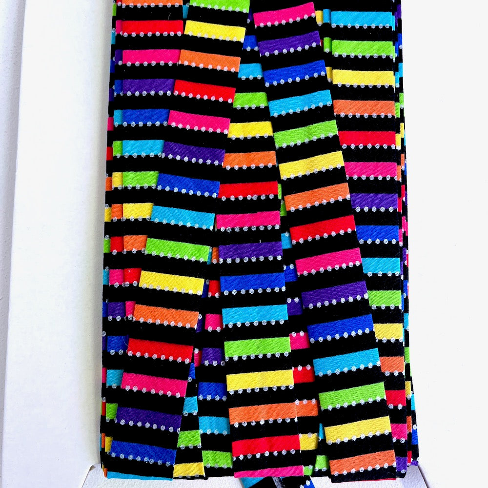 25mm Handmade Bias Binding -Limited Edition - Be Colourful Rainbow Stripe - Black