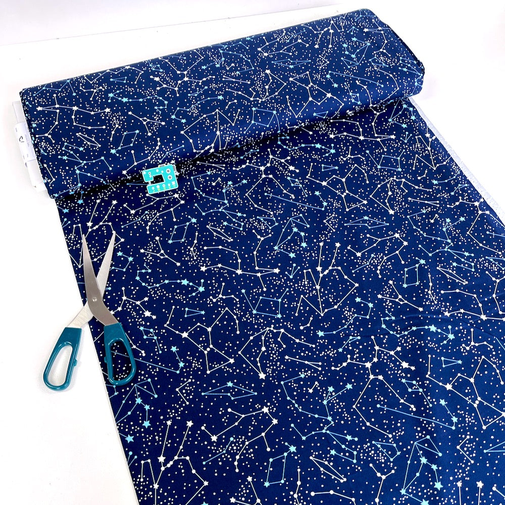 Remnant of Cotton Poplin - Space Constellations - Navy Blue (151cm)