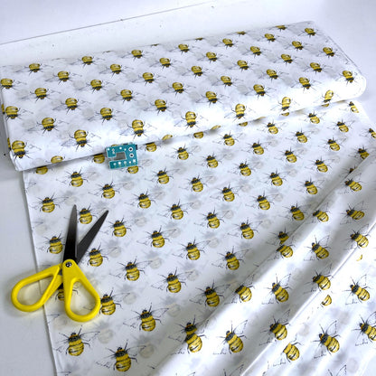 Cotton Poplin - Bumblebees - Ivory Cream