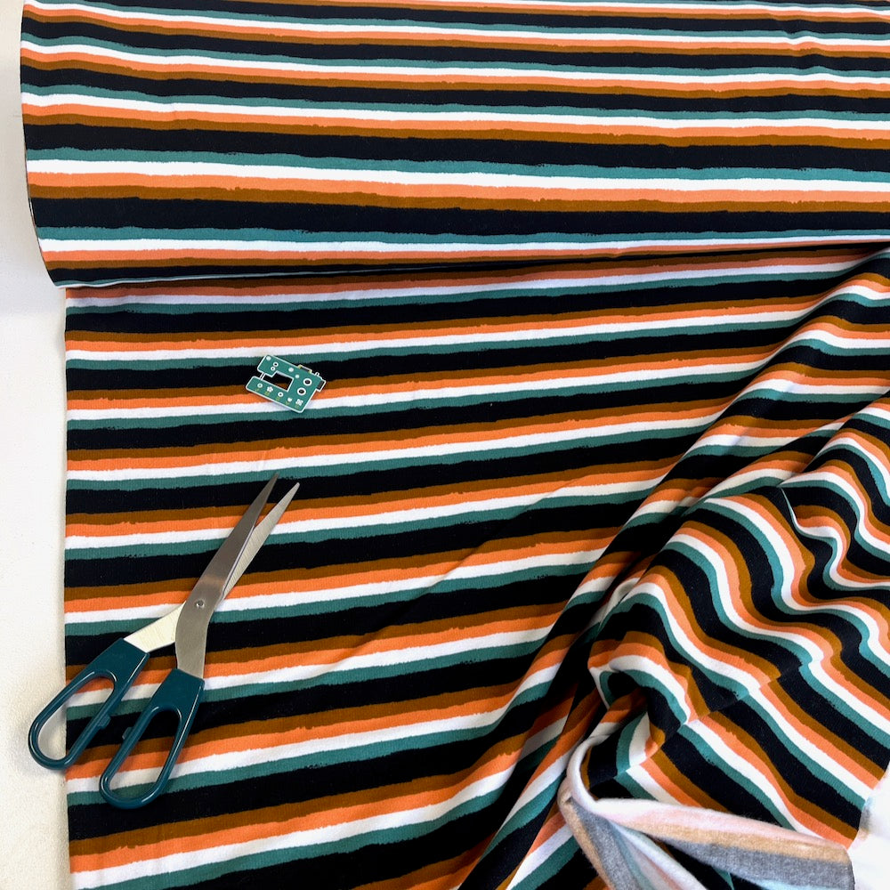 Soft Sweat Fabric - Retro Stripes - Black