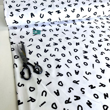 Soft Sweat Fabric - Letter Scribbles - White