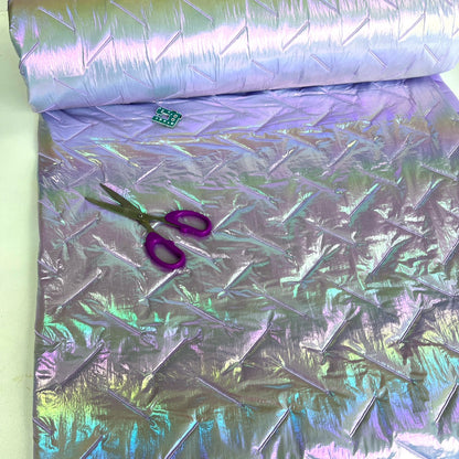 Stepped Foil Fabric - Shimmer Lines - Lilac