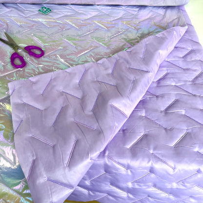 Stepped Foil Fabric - Shimmer Lines - Lilac