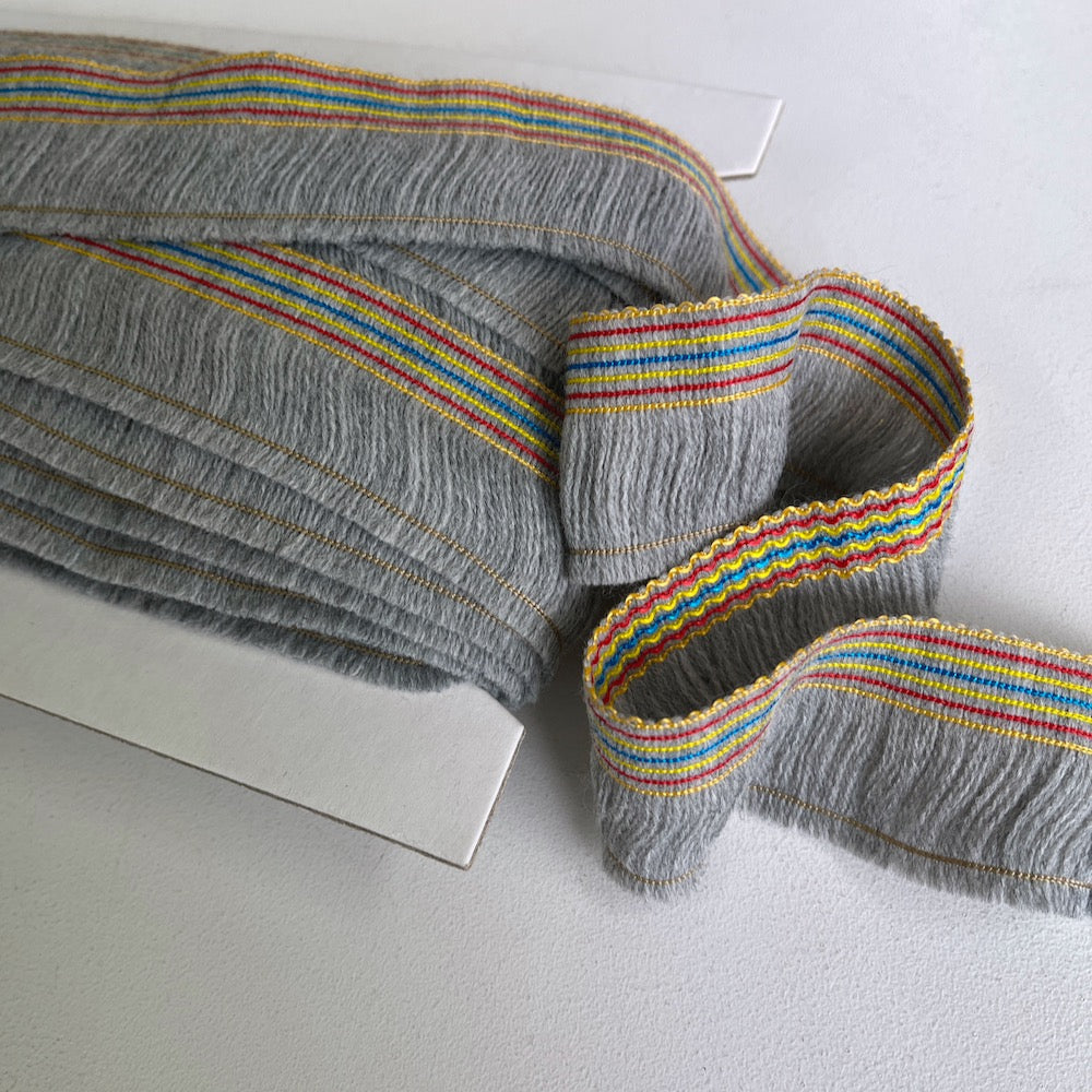 45mm Wooly Bright Stitch Fringe Trim - Greys