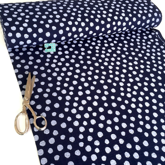 Remnant of Painted Dots - GOTS Double Gauze - Navy Blue (62cm)