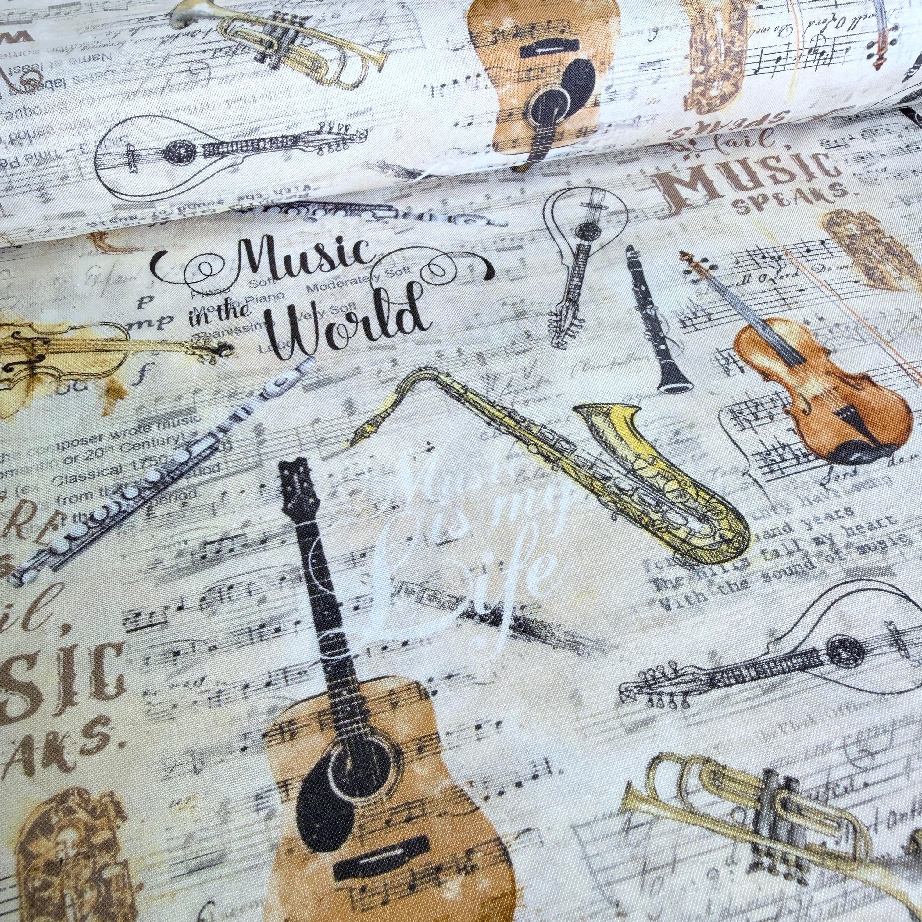 Instruments Sheet Music (Antique) by Timeless Treasures