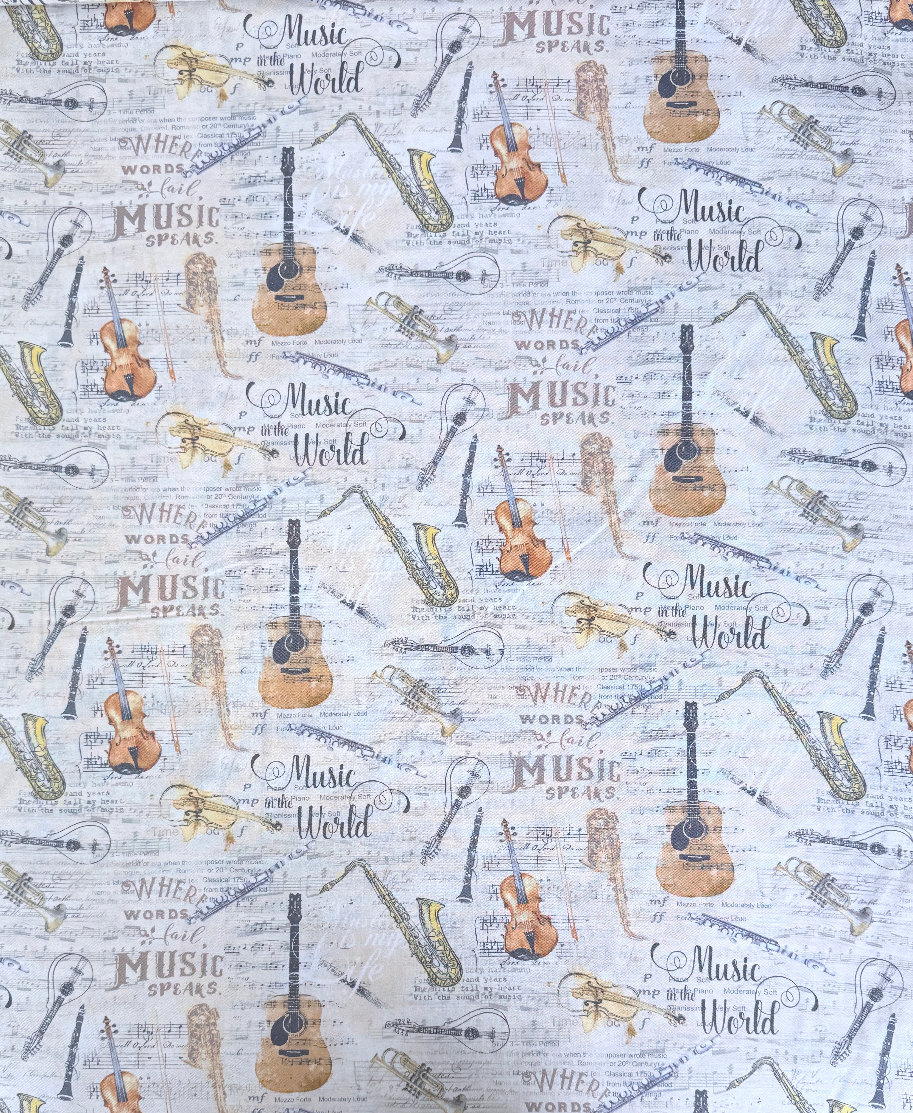 Instruments Sheet Music (Antique) by Timeless Treasures
