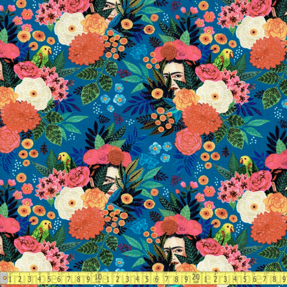 Hola Frida Main Print (Cobalt Blue) Fabric by Dear Stella