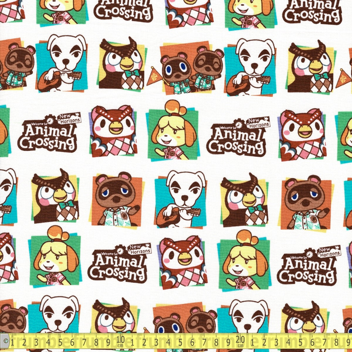 Animal Crossing: Primary Friend (White) Fabric by Springs Creative