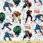 Marvel Retro Action Comics (White) Fabric by Springs Creative