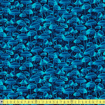 Bioluminescente Mushrooms (Midnight) Fabric by Timeless Treasures