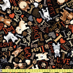 Happiness is Pawsome Dog (Black) Fabric by Timeless Treasures