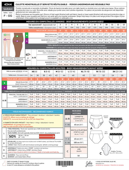 Sarah Pants/Knickers - Jalie Sewing Patterns