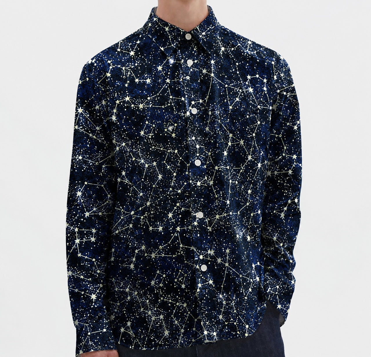 Glow in the Dark Constellations Cotton Fabric - Navy