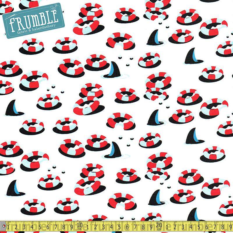 Sharktown Chomp White - Frumble Fabrics