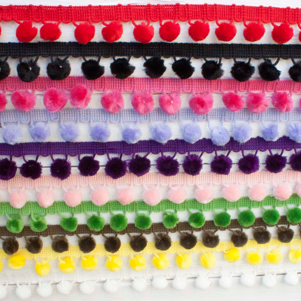 CLEARANCE 10m Fluffy Pom Pom Trim Remnant Bulk Pack 226g