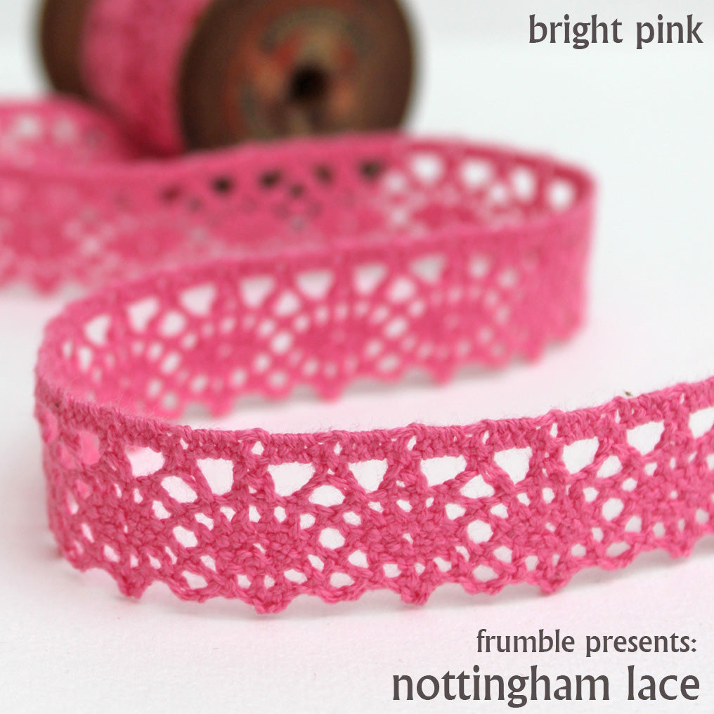 CLEARANCE: Berties Bows 20mm Cotton Lace - Pink (10 metres)