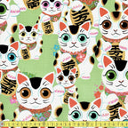 Alexander Henry - Fuku Kitty - Sage Green - Sewing and Dressmaking Fabric