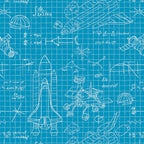 Art Gallery Fabrics - Rocket Science - Stella Engineering Blue - Sewing and Dressmaking Fabric