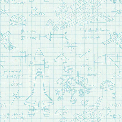 Art Gallery Fabrics - Rocket Science - Stella Engineering White - Sewing and Dressmaking Fabric