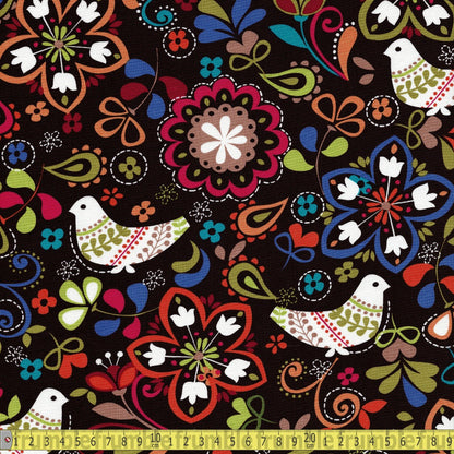 Birds of Norway (Espresso) Quilting Fabric by Michael Miller - Sewing and Dressmaking Fabric