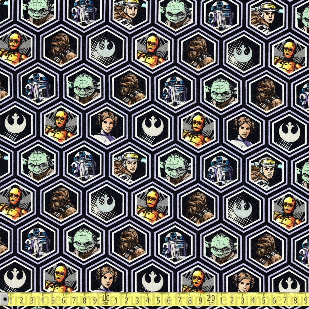 Camelot Fabrics - Star Wars Classic - Rebel Hex Portraits - Sewing and Dressmaking Fabric