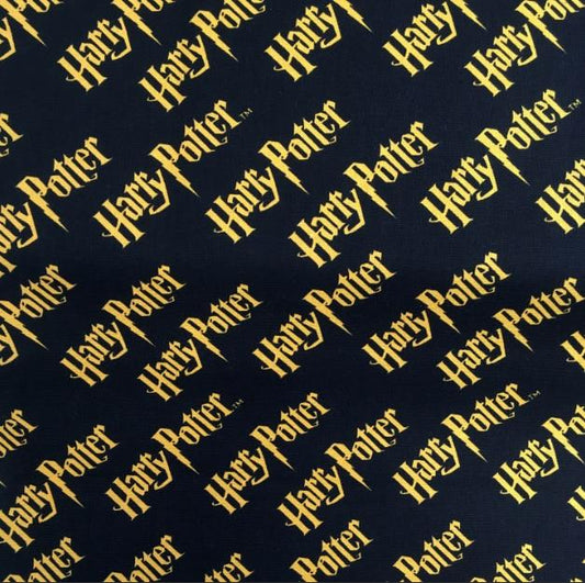 Remnant of Quilting Cotton - Harry Potter - Logo Black (77cm)