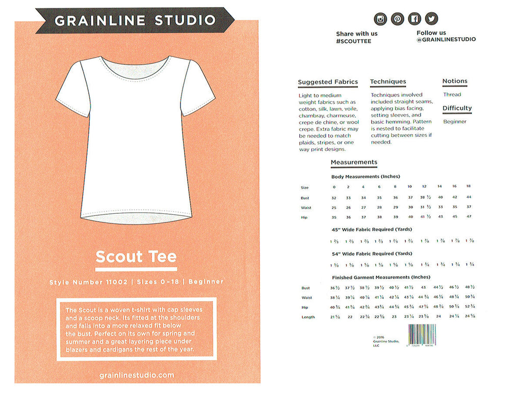 Grainline Studio - Scout Tee - Frumble Fabrics