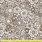 Cloud 9 Organic - Grassroots Canvas - Rita Flower Mustard - Sewing and Dressmaking Fabric
