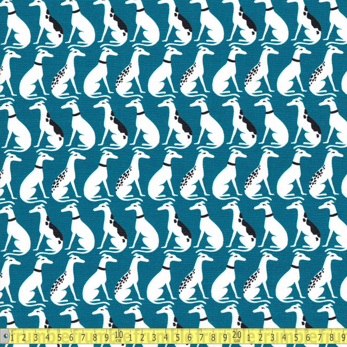 Cloud 9 Organic Cottons - Arundel Whippet Dog - Blue - Sewing and Dressmaking Fabric