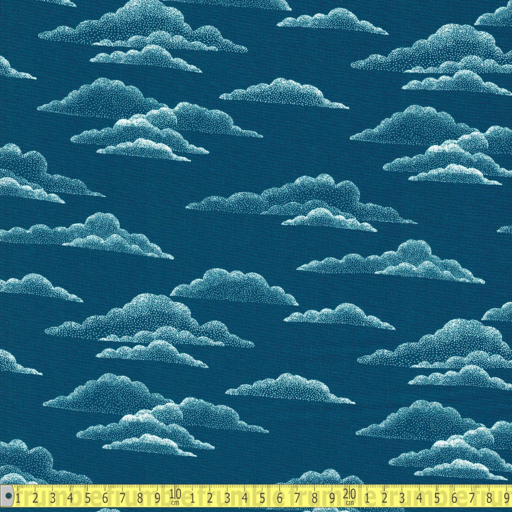 Cloud 9 Organic Cottons - Baltic Woodland Clouds - Blue - Sewing and Dressmaking Fabric