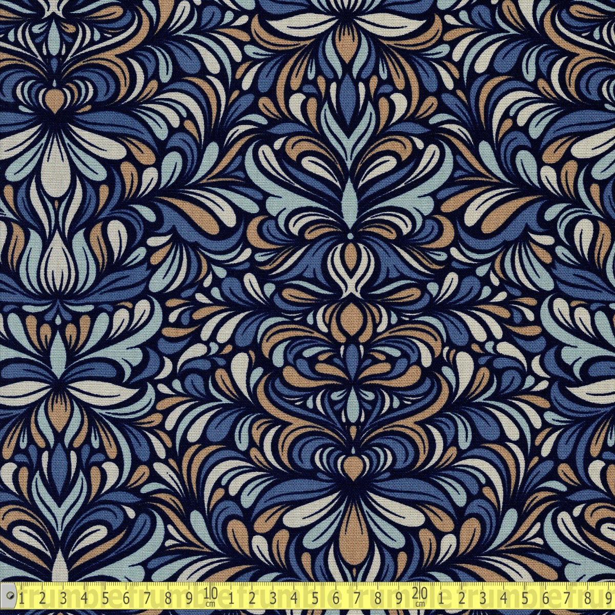 Cotton CANVAS - Abstract Boho - Blue - Sewing and Dressmaking Fabric