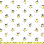 Cotton Poplin - Bumblebees - Ivory Cream - Sewing and Dressmaking Fabric