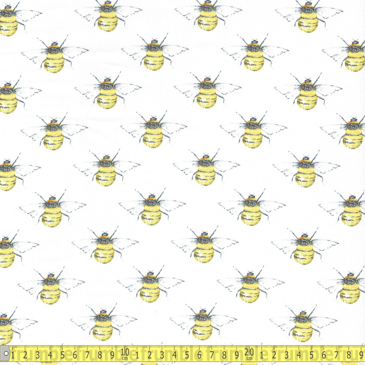 Cotton Poplin - Bumblebees - Ivory Cream - Sewing and Dressmaking Fabric