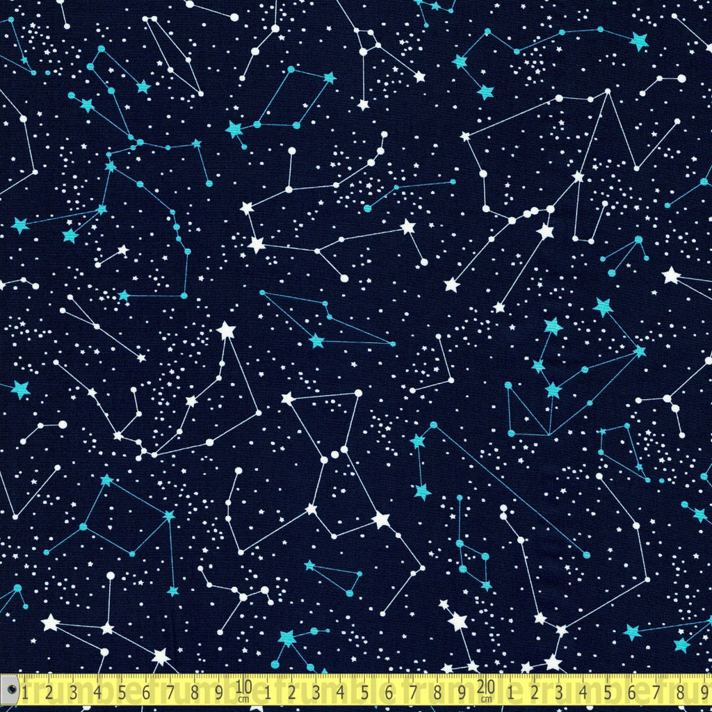 Cotton Poplin - Space Constellations - Navy Blue - Sewing and Dressmaking Fabric