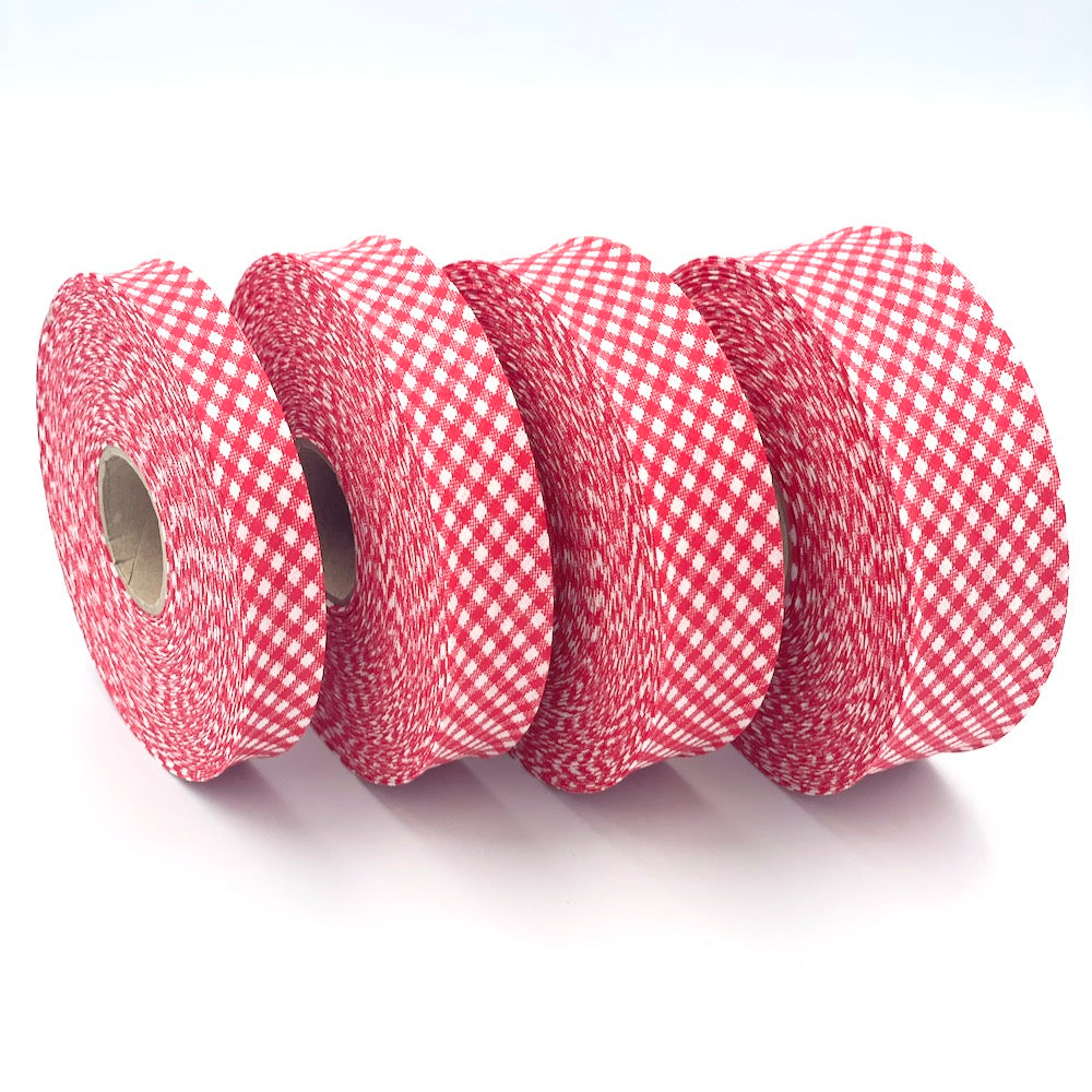 25m Reel of 18mm Gingham Bias Binding