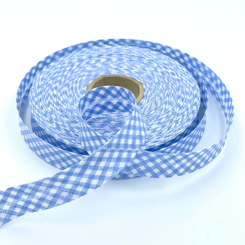 25m Reel of 18mm Gingham Bias Binding