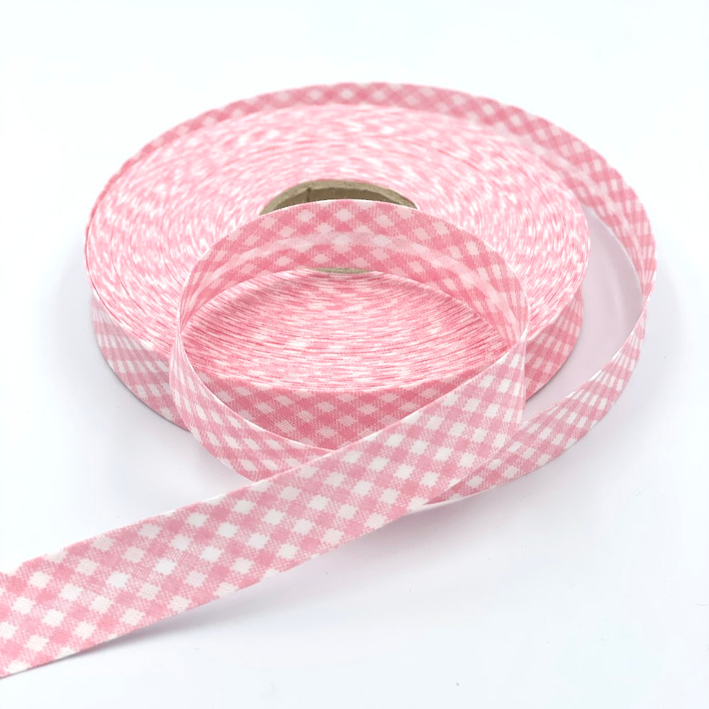 25m Reel of 18mm Gingham Bias Binding