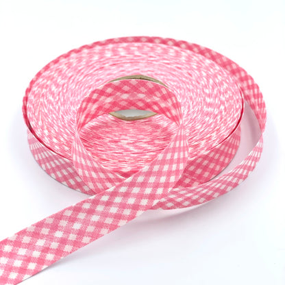 25m Reel of 18mm Gingham Bias Binding