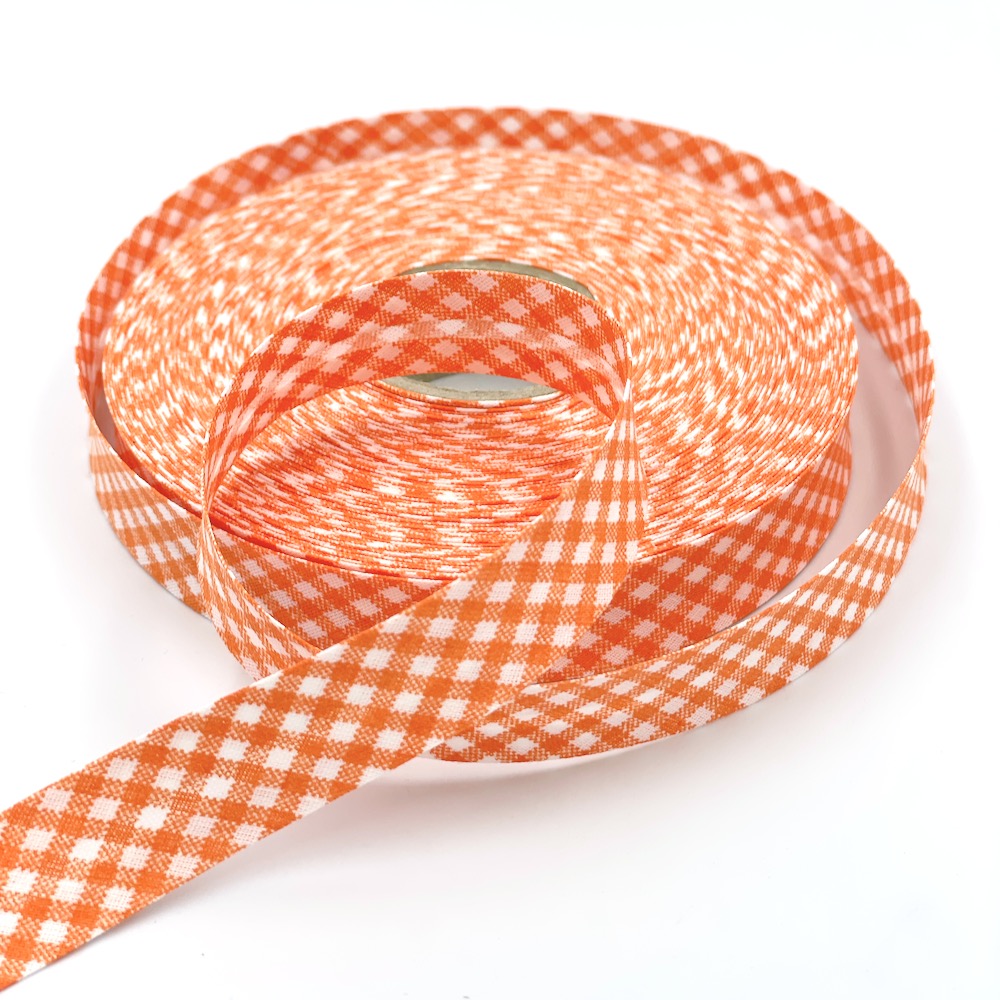 25m Reel of 18mm Gingham Bias Binding