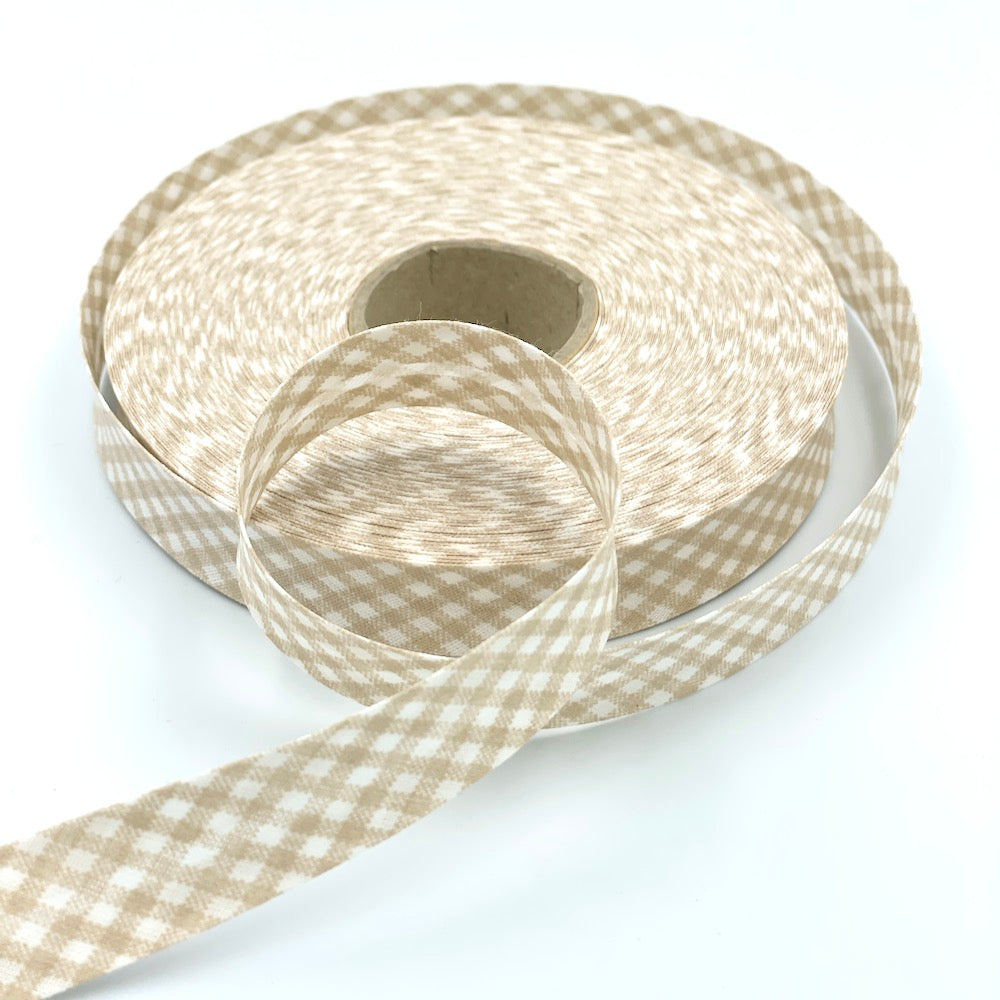 25m Reel of 18mm Gingham Bias Binding