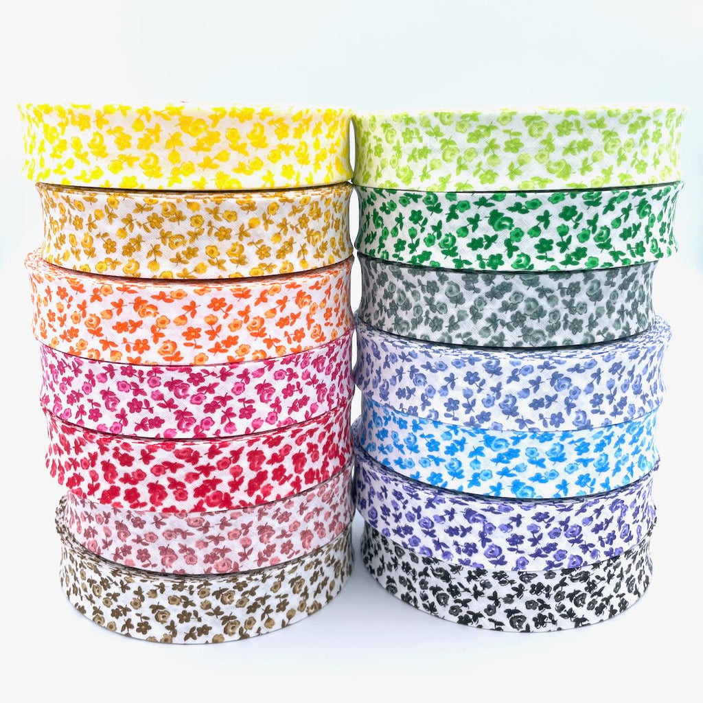 25m Reel of 25mm Floral Bias Binding