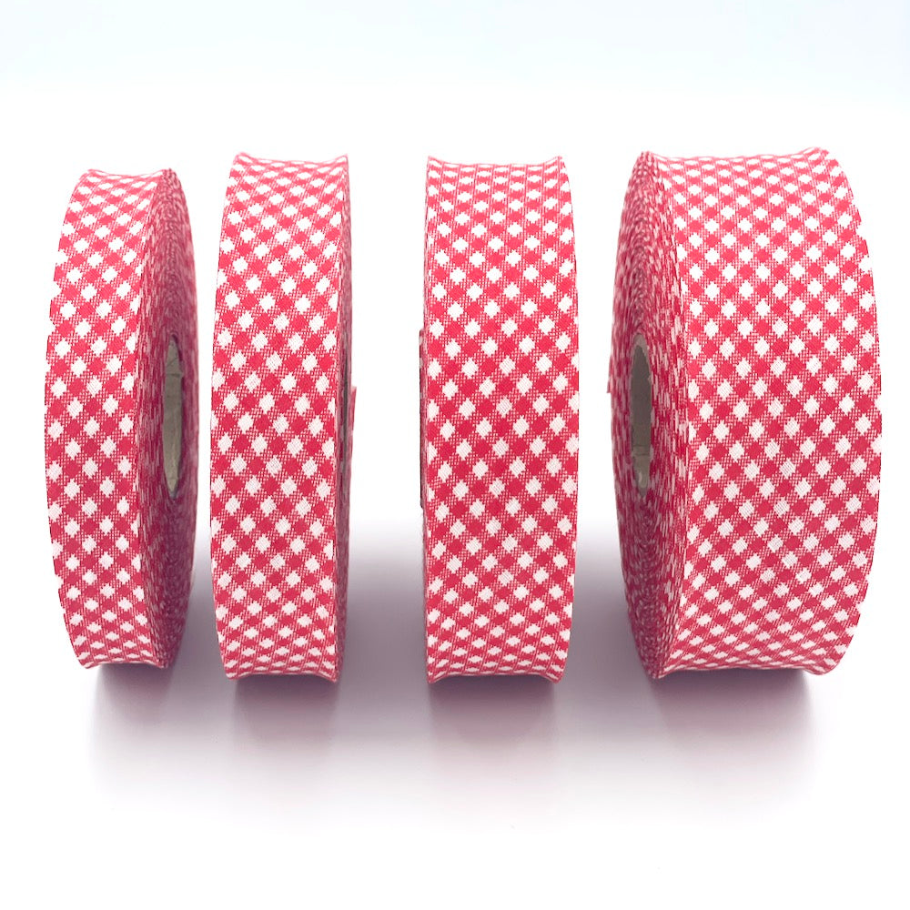 5m Roll of 25mm Gingham Bias Binding