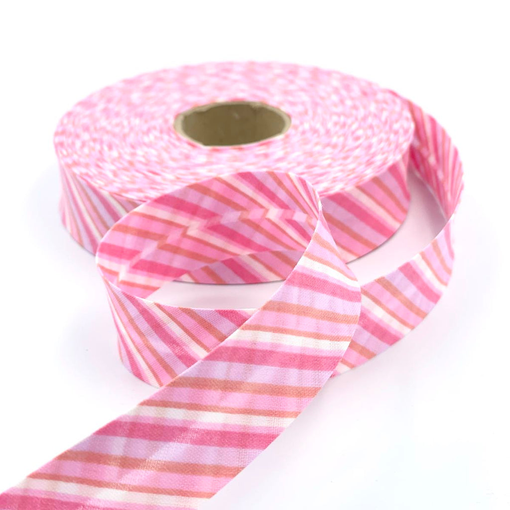 25m Reel of 25mm Tonal Stripe Bias Binding