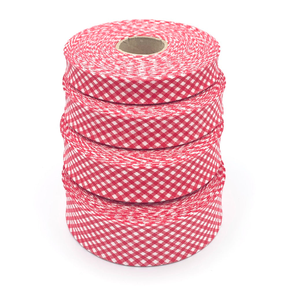 25m Reel of 40mm Gingham Bias Binding