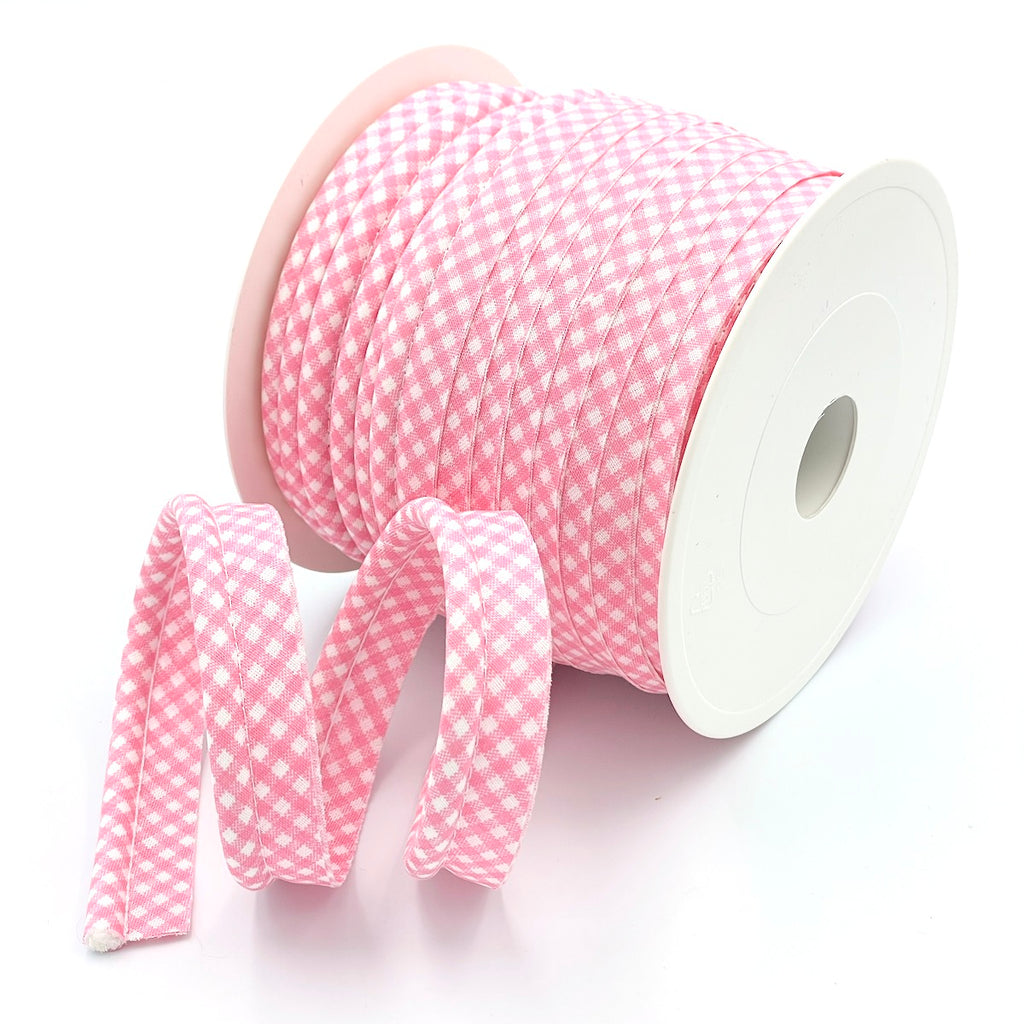 25m Reel of Large Gingham Piping Bias Binding