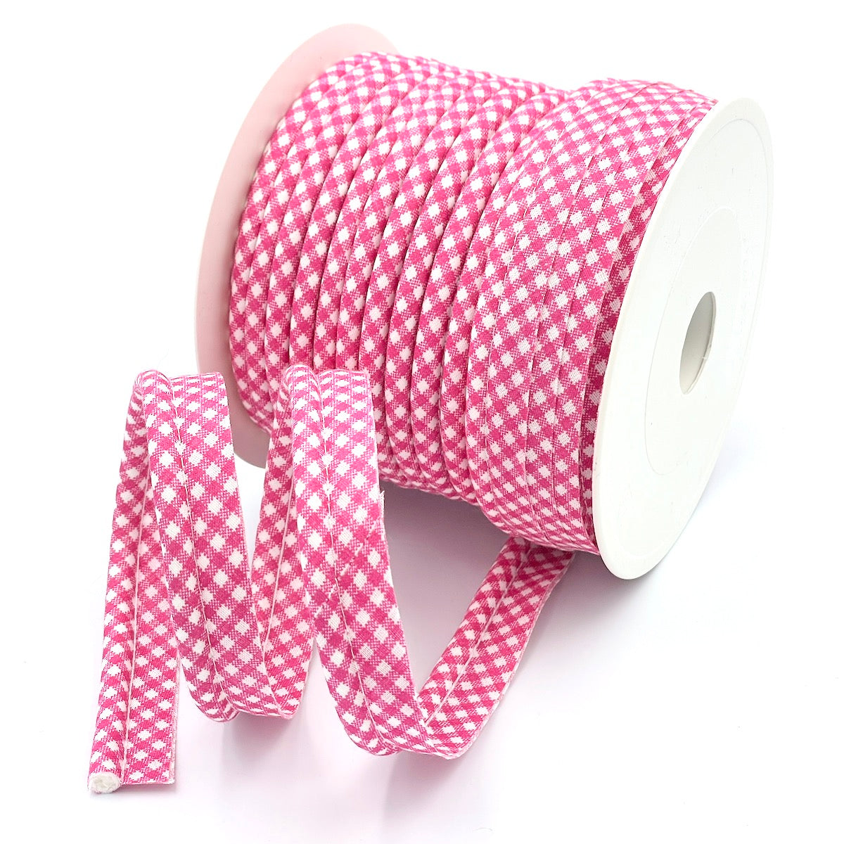 25m Reel of Large Gingham Piping Bias Binding